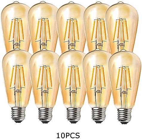 Pack of 10 E27 Vintage Edison Non-Dimmable Bulb ST64 LED Light 4 W LED Filament Retro Edison 400LM