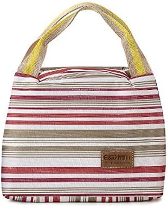 UnimangoFreezable Lunch Bag with Zip Closure Fashion Insulated Lunch Tote Bag Grocery Bags Red
