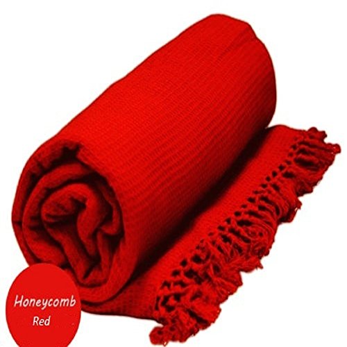 100% Cotton Honeycomb Waffle Sofa/Bed Throw, With Tasselled Edging by Viceroy Bedding (70" x 100", R 100% Cotton Honeycomb Waffle Sofa/Bed Throw, With Tasselled Edging by Viceroy Bedding (70" x 100", R