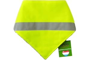 DIMPLES - SEW HAPPY Dimples Bandana pour Chien - Haute visibilité réfléchissante-Foulard pour Petits Chiens et Chats de Taille Moyenne et Grande - Bandana Gilet de sécurité Jaune néon - Cadeau pour Chien 30cm