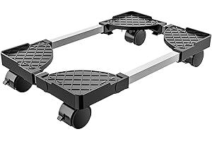 Zbozzba Stojak na komputer, uchwyt pod biurko, uniwersalny, regulowany stojak, mobilny, z 4 kółkami - 2 blokowanymi kółkami, wydrążony, czarny