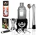 Cocktailshaker Set von GRAND – Das Geschenkeset beinhaltet 1x Edelstahlshaker, 1x Premium Doppel-Messbesser, 1x Stößel, 1x Mixlöffel, 1x Flaschenöffner, 1x CocktailRezepte-Ebook.