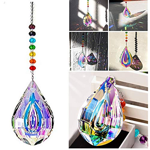 H&D - Lampadario a Forma di Goccia, con Cristalli Colorati e concavi, 76 mm