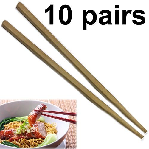 Chopstick Reusable Wooden Bamboo Chinese Japanese Chop Hair Stick Stir Fry Party. (10 Pairs Brown Chopsticks)