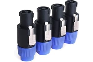 NANYI NL4FC speakon Cable Crown Amplifier, Audio Speaker Plug Twist Lock 4 Pole Speaker Plug Compatible with Neutrik Speakon NL4FC, NL4FX, NLT4X, NL2FC - 4 Pack