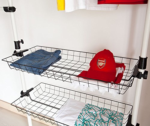 SoBuy® Teleskop Garderoben System B(160-195) x H(103-278)cm, Kleideraufbewahrungssystem, Regalsystem mit 3 Körben, FRG34 - 7