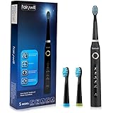 Cepillo de dientes eléctricos,Cepillo dental electrico,Cepillo dientes sonico,Cepillo de dientes eléctrico recargable,Impermeable con 3 cabezales reemplazab,Crystal Black by Fairywill