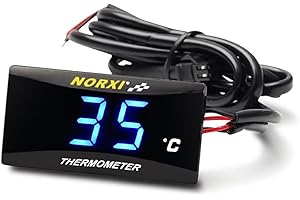 NORXI Termometro digitale universale per moto, misuratore di temperatura dell'acqua, super sottile, per scooter da corsa, display a LED, DC 12 V Display Celsius(blu)