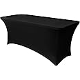 Obstal 5ft Stretch Spandex Table Cover for Standard Folding Tables - Universal Rectangular Fitted Tablecloth Protector for Wedding, Banquet and Party