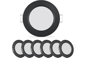 acegoo Reflektor do zabudowy DC 12 V, 3000 K, LED, płaski, sufitowy, downlight, 6 sztuk, do łodzi, kampera, mebli, kuchni, łazienki, aluminium, ciepłe światło (czarny)