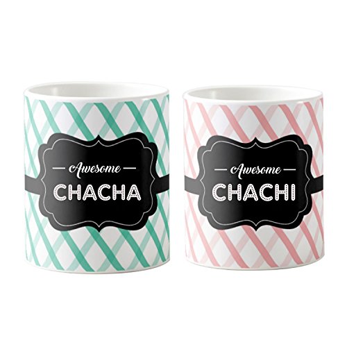 Designer Panda Awesome chacha Chachi, Gifts for Indian Uncle Aunt, Printed Coffee Mugs (Awesome chacha Chachi, Standard Size)