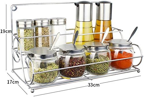 Transparent glass chili sauce jar,Large oil pot sealed vinegar pot Spice box set Glass apothecary jar Spice jar cruet-I