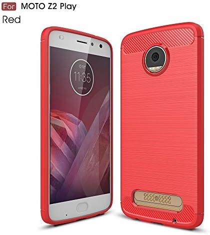 Moto Z2 Play Case,Wellic High-end Carbon Fiber Back Case Cover for Motorola Moto Z2 Play (Red)