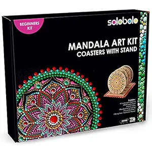 Solobolo Mandala Art Kit Coasters with Stand-Craft Kit with Dot Mandala Art Tools Kit for Beginners- Dot Mandala Art Kit with Painting Set for Kids- Gifts for Girls Age 10-12,DIY Kit for Kids