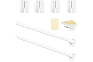Honeyes-Asta per Tende Plastica Regolabile Bastoni per Tende Estensibili per Finestre Armadietto Aste per Barre Palo Binari per Tende Autoadesivo per Casa, Bianco (2 PEZZI-30-50CM)