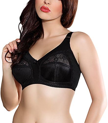 Jarpol 5777 Non Padded Bra Wireless Lace Adjustable Straps - Made In EU, Black,42G