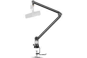 Bietrun Bras Articulé Micro 417mm+401mm, Rotataion à 360° avec Vis 3/8" à 5/8" pour Blue Yeti/Snowball/RØDE/Shure/Hyperx Quadcast