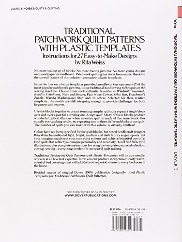 Book's Cover of Traditional Patchwork Quilt Patterns With Plastic Templates: Instructions for 27 Easy-To-Make Designs