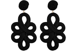 MAJALE Pendientes Mujer Largos Flamenca Obsequio San Valentín - Pendientes Ligeros de Boda, Fiesta, Sevillanos para Ocasiones Especiales - Pendientes Pasamaneria Estilo Cordón de Seda