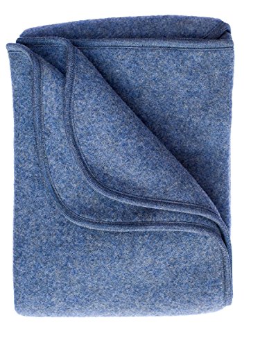 Preisvergleich Produktbild Engel Baby Decke aus 100% Wollfleece kbT, Größe 80x100 (80x100, Blau melange)