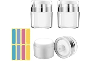 DECARETA 3 Stück Cremetiegel Vakuumflasche für Creme 50ml Pumpspender Airless Pumpflasche Vakuumflasche für Gesichtscreme zum Ausgeben aus Acryl Nachfüllbar Lotion Vakuum Kosmetikbehälter für Reisen