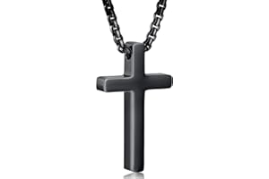 Aretas Collana Croce Crocifisso per Uomini/Ragazzi, in Acciaio Inossidabile. Colori: Argento, Oro, Nero. Con Appendici Croce. Lunghezza: 40-60 cm.