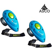 ASCO 2x Premium Clicker, Finger Clicker für Clickertraining, Hunde Katzen Pferde Profi Clicker, Hundetraining Klicker blau AC04F, 2 Stück