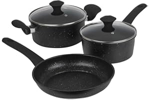 URBN-CHEF Forged Carbon Steel Non-Stick Induction Cookware Sets | Marble Coating Saucepan, Milk Pan, Casserole Pot, Frying Pans | Heat-Resistant Soft Touch Handles