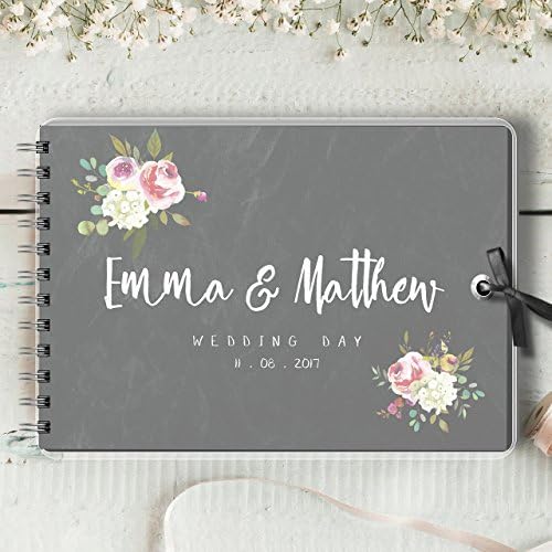 Personalised Wedding Guest Book, Chalkboard Emma Rose, Blank Message Book Gift, Birthday, Naming Day, Anniversary Guest book