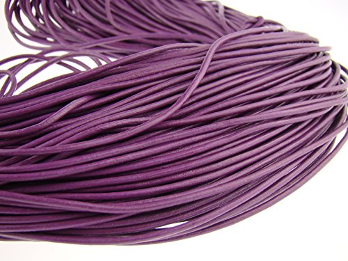 Lederband, Lederschnur, Lederriemen 5 m. Rund 2,0 mm. Lila