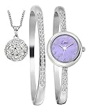 Limit Damen-Armbanduhr, analog, Quarz, lila Zifferblatt und Armband aus Silberlegierung, 6178G.55