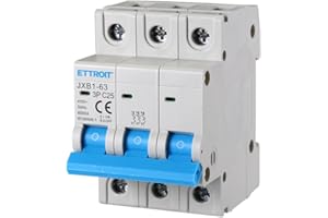 ZOREI Interruttore Magnetotermico Automatico, 3P Tripolare 220V e 380V, Per Monofase e Trifase, Occupa 3 Moduli DIN, Disponibile 10A 16A 20A 25A 40A 63A (3P 25A)