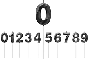 JN-YOURS Geburtstag Zahl Kerzen,Schwarze 3D-Design-Glitter-Geburtstagskerzen, Geburtstagstorte,Hochzeitsparty,Abschlussfeier Usw (0)