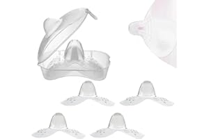 DULZEN 4 Pezzi Paracapezzoli Allattamento Coppette assorbilatte Paracapezzoli Contact in Silicone, Design Morbido e Sottile con 2 Custodia (L)
