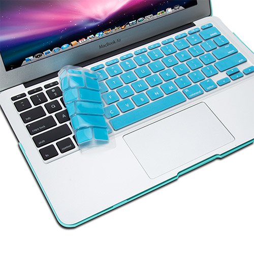 GMYLE(R) Hartschalenhülle 4-in-1, Hülle und Tastaturschutz aus Silikon, gummibeschichtet, transparenter Bildschirmschutz für MacBook Air, 11 Zoll, Türkis - 5