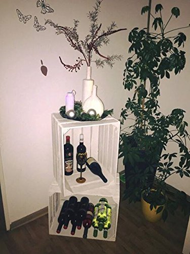 Weiße Weinkiste, Obstkiste im Vintage Look zur Aufbewahrung oder Dekoration (Dreierset) - 4