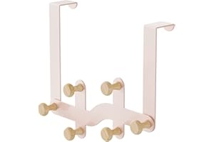 Yumyolk Perchero para Puerta 6 Ganchos - Colgador para Puerta Rosa - Perchero Puerta Dormitorio - Perchero Puerta Baño - Colgador puerta para Cocina, Dormitorio, Gabinete, Cajón, etc