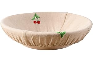 WAITER TREE Cesta de Fermentación de Pan Cuenco Redondo para Masas en Ratán Natural Cesta de Pan con Bordado de Cereza Banetones para Panettone por Fiesta Cocina