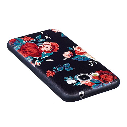 Samsung Galaxy J3 / J3(2016) SM-J310 Hülle, Chreey [Prägemuster] Full Body Cover Bumper Case Weich TPU Silikon Handyhülle Matt Kratzfeste Anti-Rutsch Schutzhülle Backcover [Chinese Rose] - 3