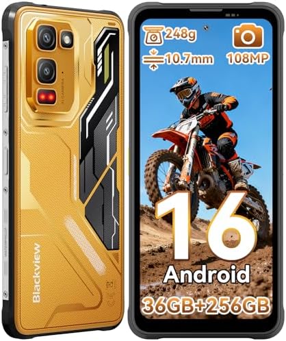 Blackview Fort 5 Rugged Smartphone Andriod 16, 10.7mm&248g Ultra-thin Telefono indistruttibile, 6.78'' 120Hz, 108MP+50MP Telefono Indistruttibile, 36GB+256GB, MTK G100/IP69K/NFC/700 Nits