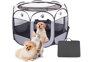 Fivtsme Enclos Pliable pour Chiens,Parc Chiot,Parc à Chiot Enclos pour Chiens Chats Lapins,Parc Pliable pour Animaux de Compagnie,Parc pour Chiot,Parc Portable pour Chiots,74x74 x43cm,Tente pour Chat
