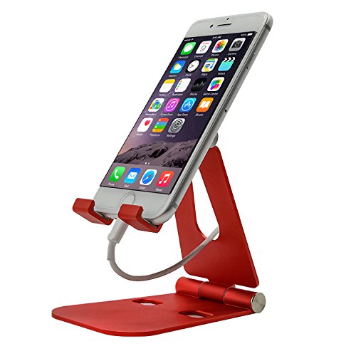 Preisvergleich Produktbild Yocuby Verstellbarer Telefonständer, doppelter Faltbarer Tablet / iPad-Ständer, Halterung, Dock für Nintendo Switch, iPhone und andere Smartphones, Glücksrot