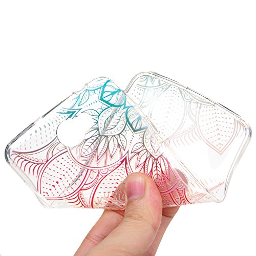 Badalink Huawei Y5 II/Huawei Honor Play 5 Hülle Schutzhülle Bunt Silikon Weicherem Gummi Bumper für Huawei Honor 5 – Diagonal Rote Blume Style Cover Handyhülle Schale TPU - 6