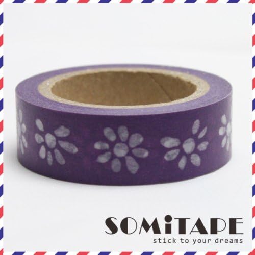 Purple Flowers Washi Tape, Craft Decorative Tape