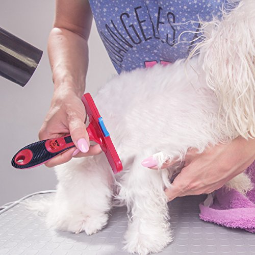 Hugooo-Dog-shedding-Brush-4-inch-Edge-Large-Pet-Coat-Grooming-Tool-Comb-for-Large-Dogs-Cats-with-Long-Hair-Deshedding-Red