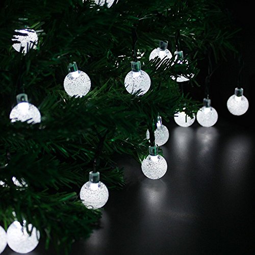 ANKOU 30er LED Lichterkette Solar Globe Party Garten Kugel Außen Außenbereich 6 Meter Weiss - 4