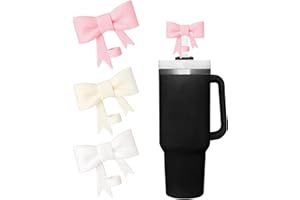FloralGrace 3 Stück Strohhalm Abdeckung Für Stanley Cup 10mm Niedliche Schleife Silikonmaterial Zum Staubdichte Trinkhalm Strohhalme Abdeckung 30 Und 40 Oz Mehrfarbig