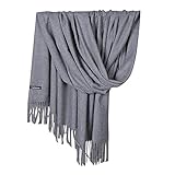 NPRADLA 2018 Kaschmirschal Damen Herren Elegante Akne Einfarbig Pashmina Schurwolle Unisex(One Size,Dunkelgrau)