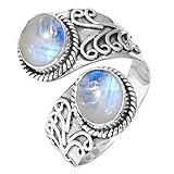 Hauptstein: (Natürliche) Regenbogen Mondstein Oval Cabochon 8x10 MM - 2 Stück