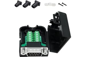 DTech DB9 Breakout Connector RS232 Adattatore seriale con scheda modulo senza saldatura con morsettiere, custodia, dadi e tubi di coda (DB9 maschio + dadi)